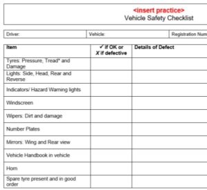 Weekly Vehicle Safety Checklist