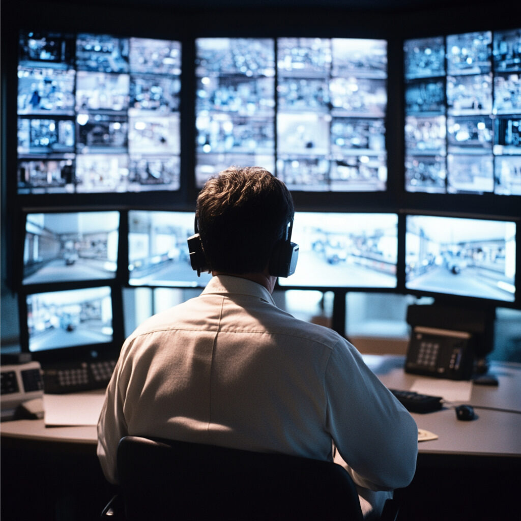 Security Officer Checking CCTV